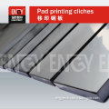 Rubber head pad printing thick steel plates